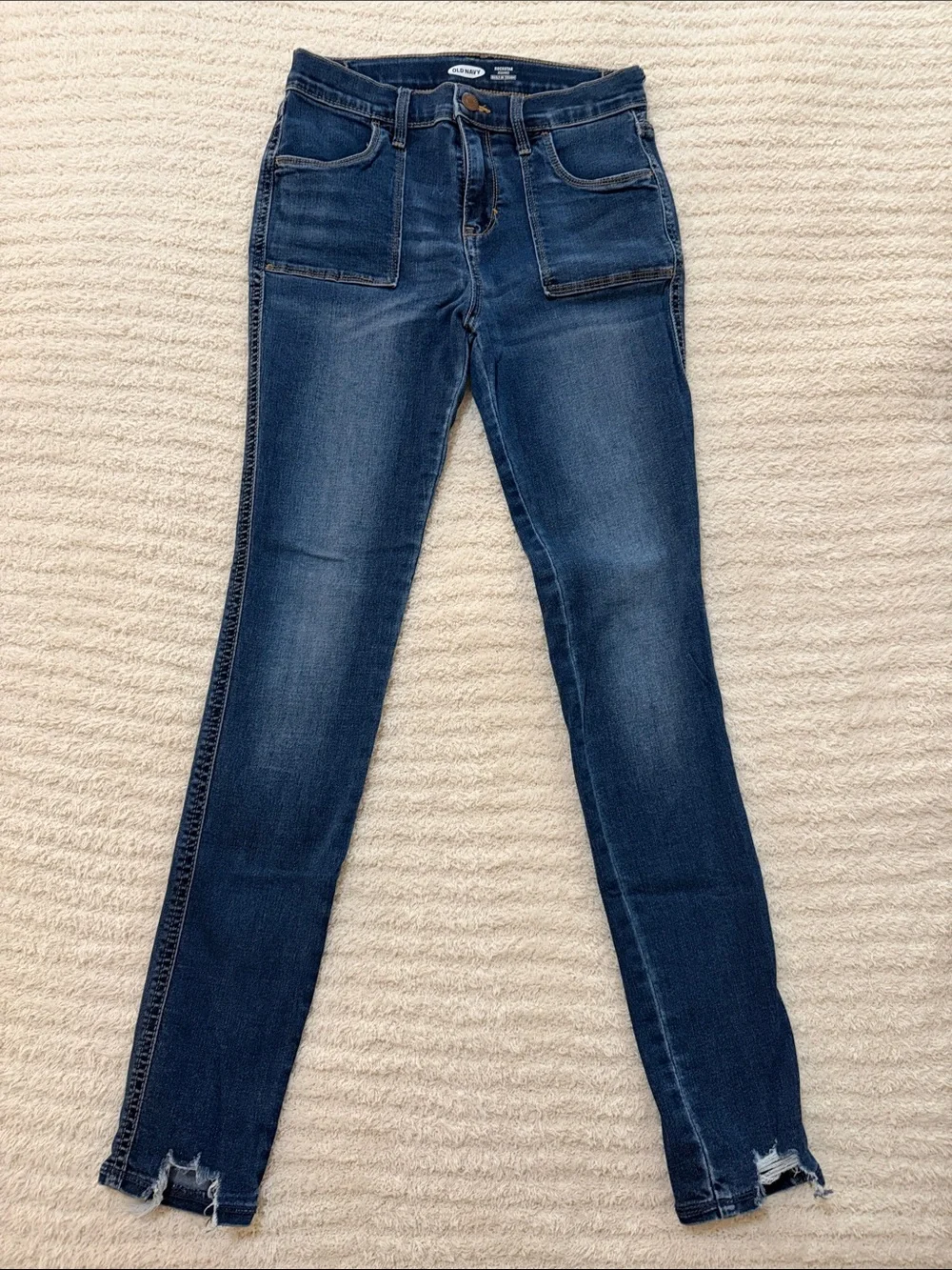 Old Navy Women's Dark Blue Skinny Jeans with Front Patch Pockets